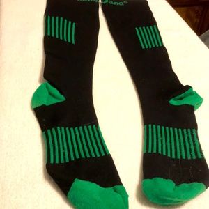 Ladies Black And Green Firm Compression Sock Reinforced Closed Toe